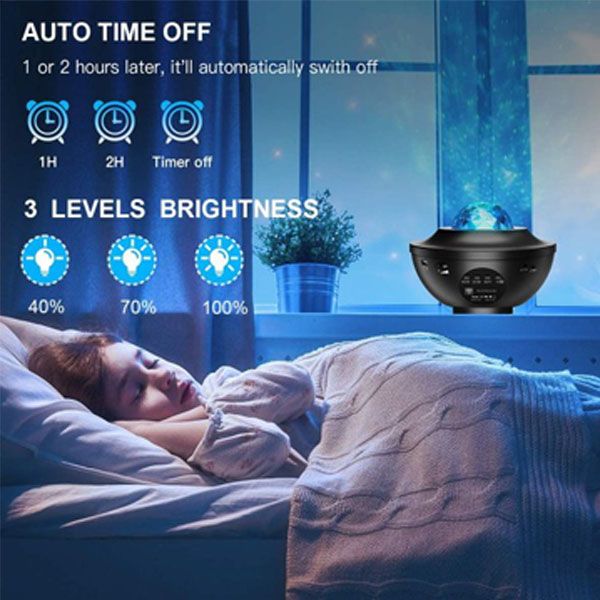 2-in-1 Starry Night Light & Ocean Wave Projector with Bluetooth Speaker